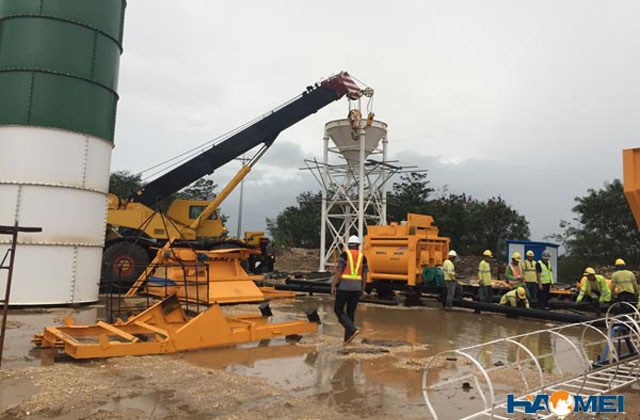 haomei Hzs60 concrete batching plant install in Manila